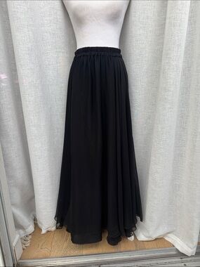 Buscemi black silk chiffon layered black maxi skirt